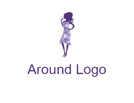 woman in a purple sleeveless dress logo