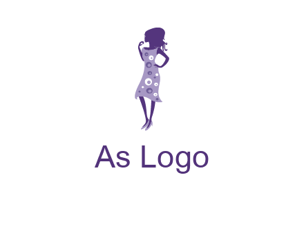 woman in a purple sleeveless dress logo