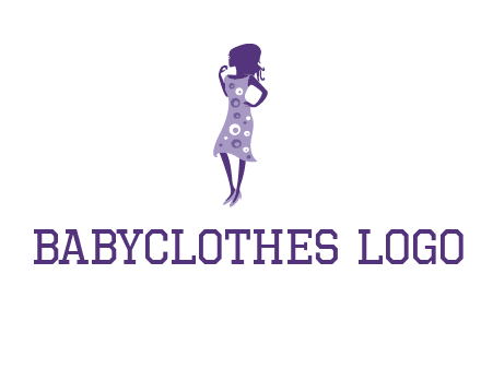woman in a purple sleeveless dress logo
