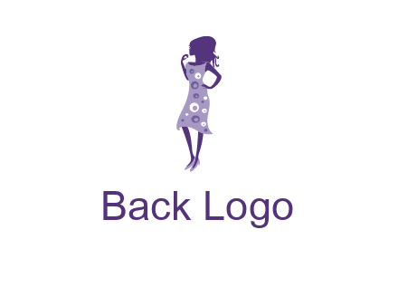 woman in a purple sleeveless dress logo