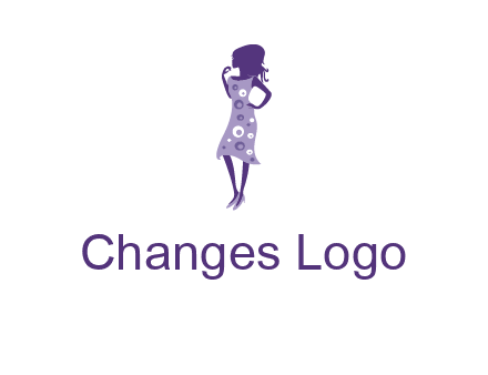 woman in a purple sleeveless dress logo