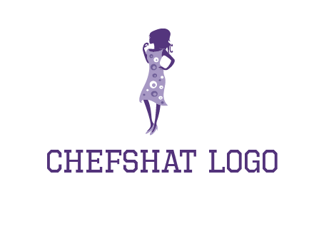 woman in a purple sleeveless dress logo