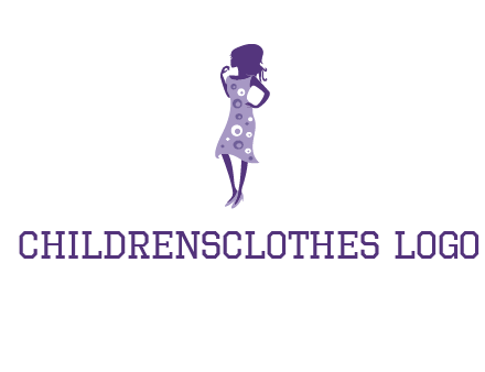 woman in a purple sleeveless dress logo