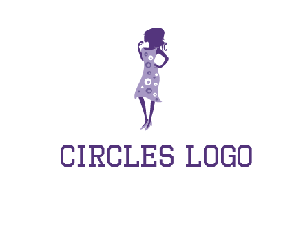 woman in a purple sleeveless dress logo