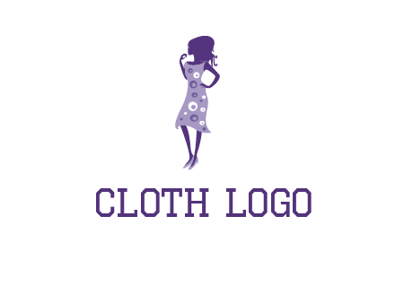 woman in a purple sleeveless dress logo