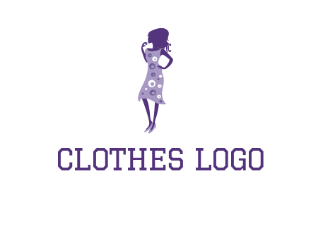 woman in a purple sleeveless dress logo