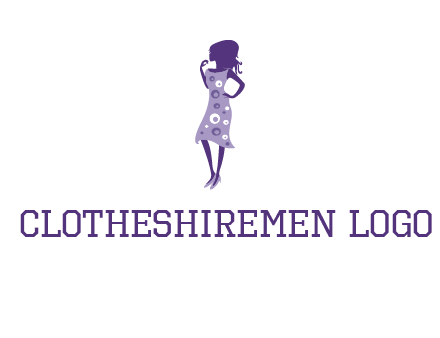 woman in a purple sleeveless dress logo