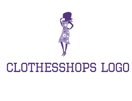 woman in a purple sleeveless dress logo