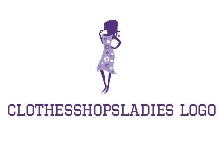 woman in a purple sleeveless dress logo
