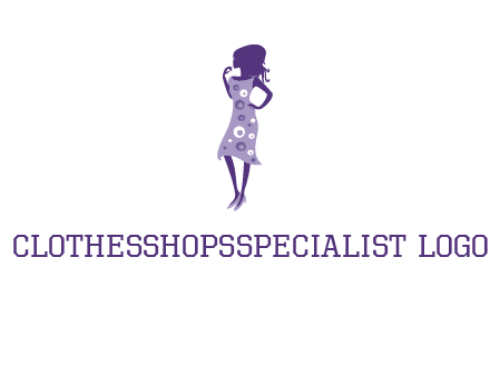 woman in a purple sleeveless dress logo