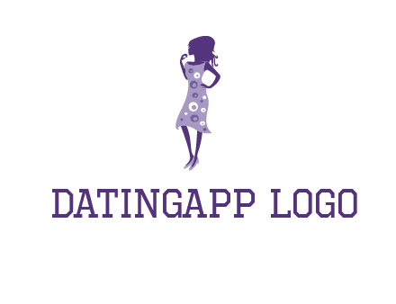 woman in a purple sleeveless dress logo