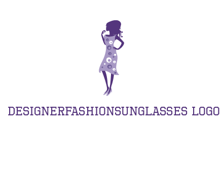 woman in a purple sleeveless dress logo