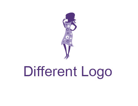 woman in a purple sleeveless dress logo