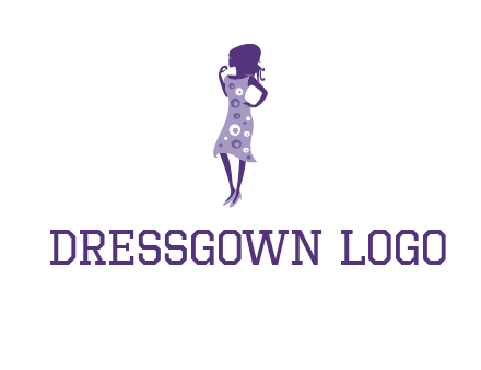 woman in a purple sleeveless dress logo