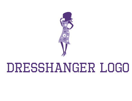 woman in a purple sleeveless dress logo