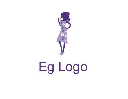 woman in a purple sleeveless dress logo