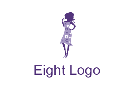 woman in a purple sleeveless dress logo
