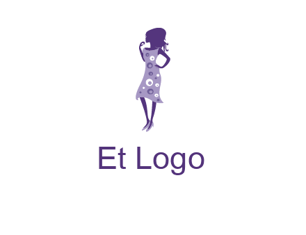 woman in a purple sleeveless dress logo