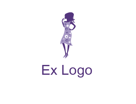 woman in a purple sleeveless dress logo