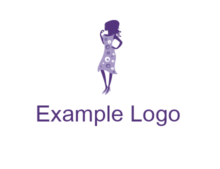 woman in a purple sleeveless dress logo