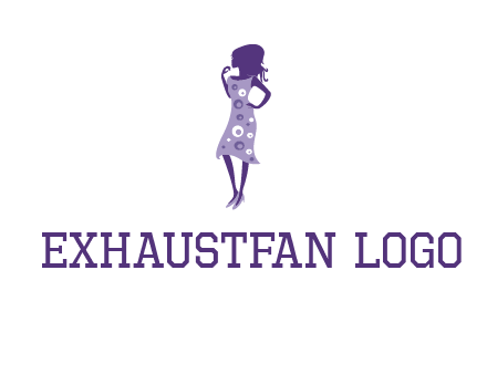 woman in a purple sleeveless dress logo