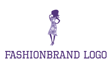 woman in a purple sleeveless dress logo