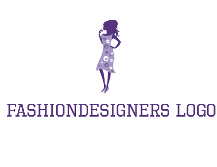 woman in a purple sleeveless dress logo