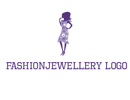 woman in a purple sleeveless dress logo