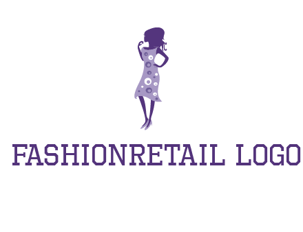 woman in a purple sleeveless dress logo