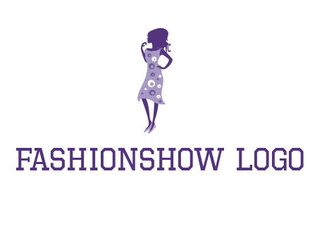 woman in a purple sleeveless dress logo