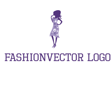 woman in a purple sleeveless dress logo