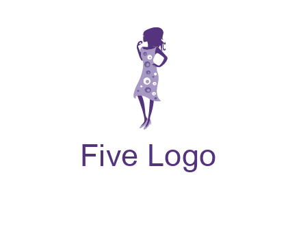 woman in a purple sleeveless dress logo