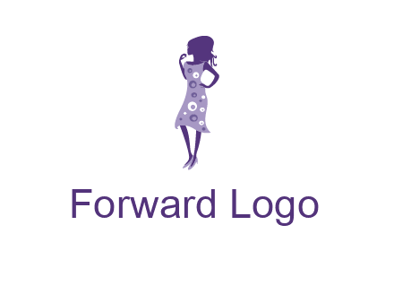 woman in a purple sleeveless dress logo