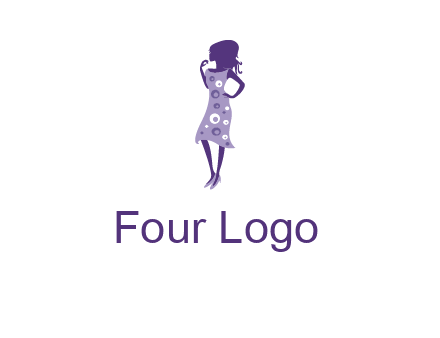 woman in a purple sleeveless dress logo