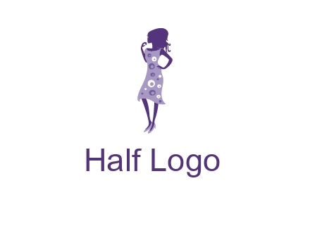 woman in a purple sleeveless dress logo