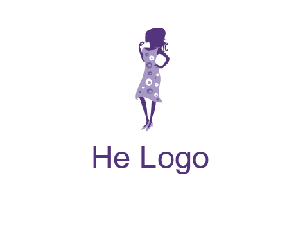 woman in a purple sleeveless dress logo