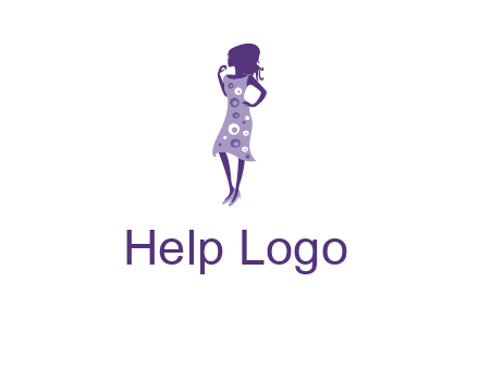woman in a purple sleeveless dress logo