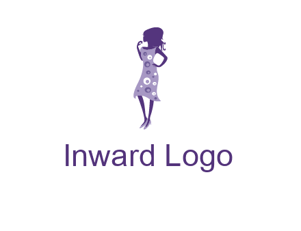woman in a purple sleeveless dress logo