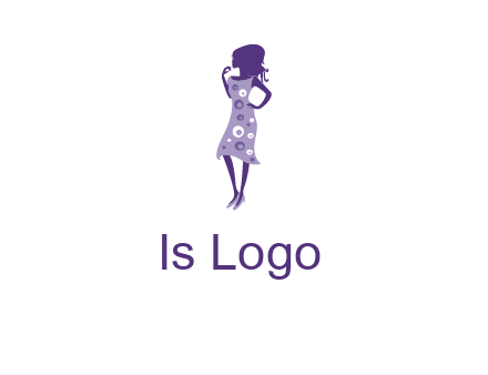 woman in a purple sleeveless dress logo