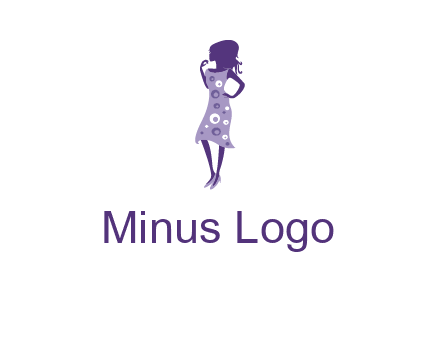 woman in a purple sleeveless dress logo