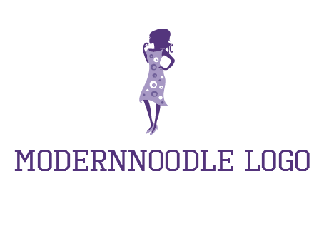 woman in a purple sleeveless dress logo