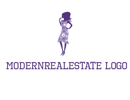 woman in a purple sleeveless dress logo