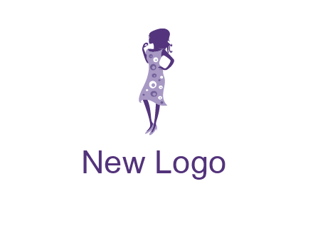 woman in a purple sleeveless dress logo