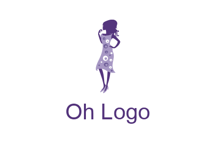 woman in a purple sleeveless dress logo