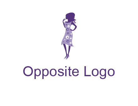 woman in a purple sleeveless dress logo