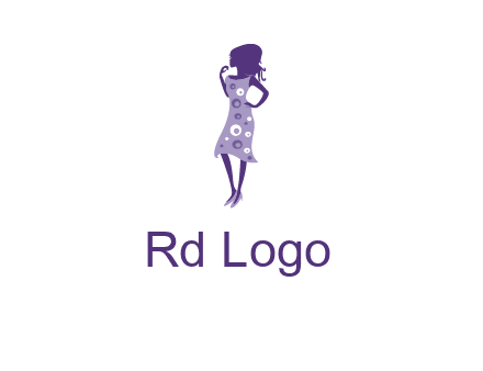 woman in a purple sleeveless dress logo