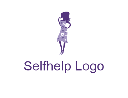 woman in a purple sleeveless dress logo