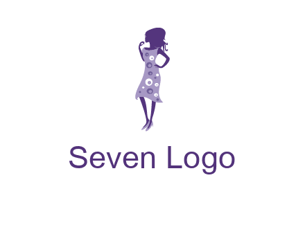 woman in a purple sleeveless dress logo
