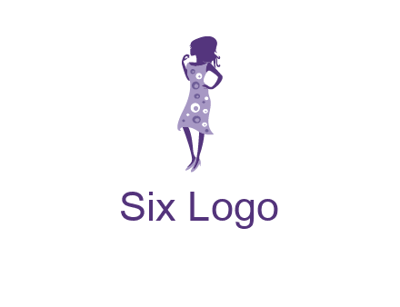 woman in a purple sleeveless dress logo