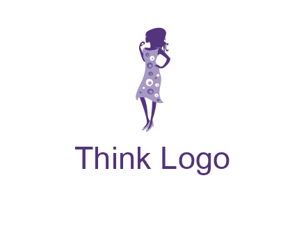 woman in a purple sleeveless dress logo
